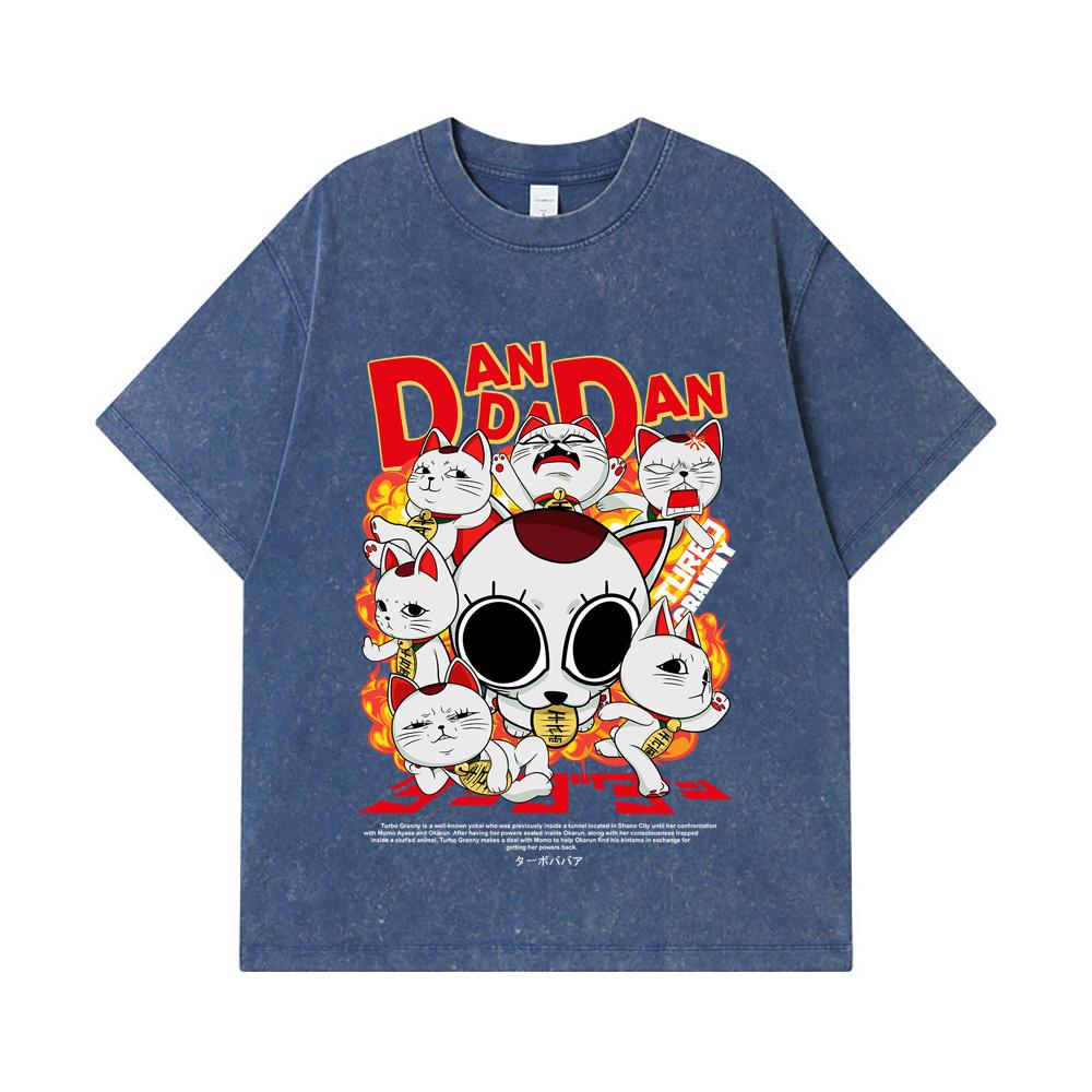 

275 GSM Washed T-shirts 100% Cotton Dandadan V12 Turbo Granny Print Unisex Heavy Cotton T Shirt 2XL королівський синій колір