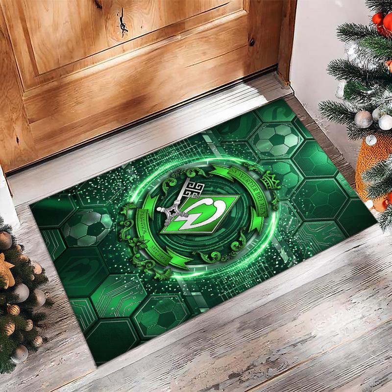 Tappeto in Velluto di Cristallo con Stampa Calcio Werder Bremen, Comodo Assorbente d'Acqua Antiscivolo Tappeto per Pavimenti Interni