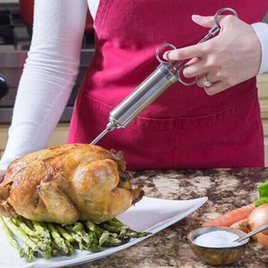 Sada vstřikovačů na marinádu s nerezovými jehlami pro BBQ gril Turecko Ergonomický design kořenící vstřikovač pro chutné masové hrudí