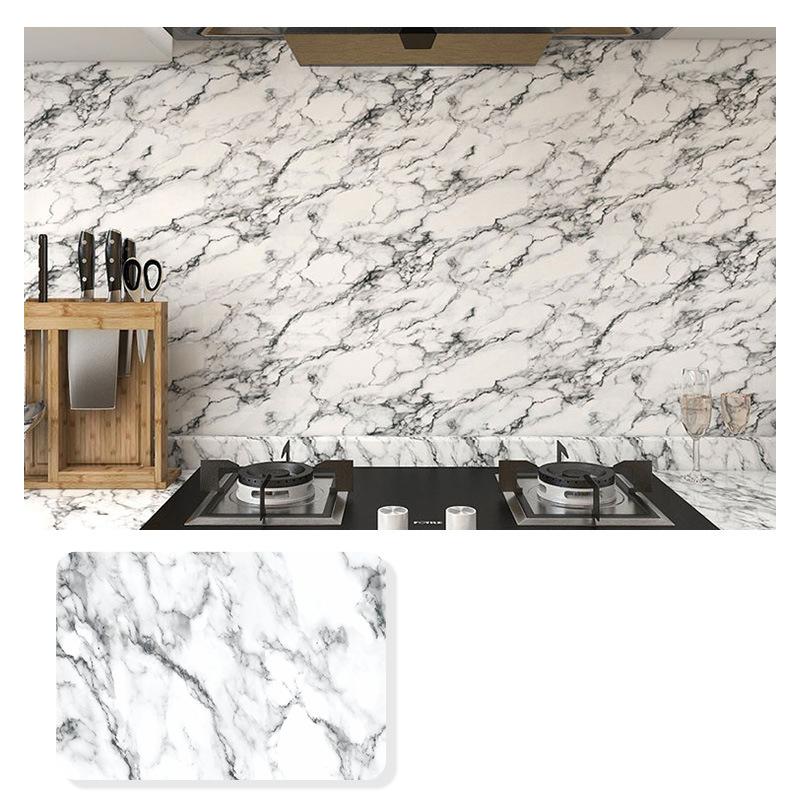 Imitation Marble Thickend Self-adhesive Kitchen Cooktop Protective Film Marble Desktop Film High Temperature Oil Resistant Sticker