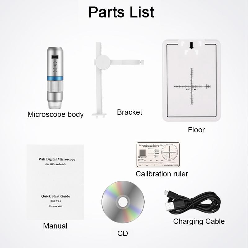 Microscope Digital WiFi USB Digital Handheld Microscopes Camera with Adjustable Metal Stand for iPhone Android Phone Mac PC