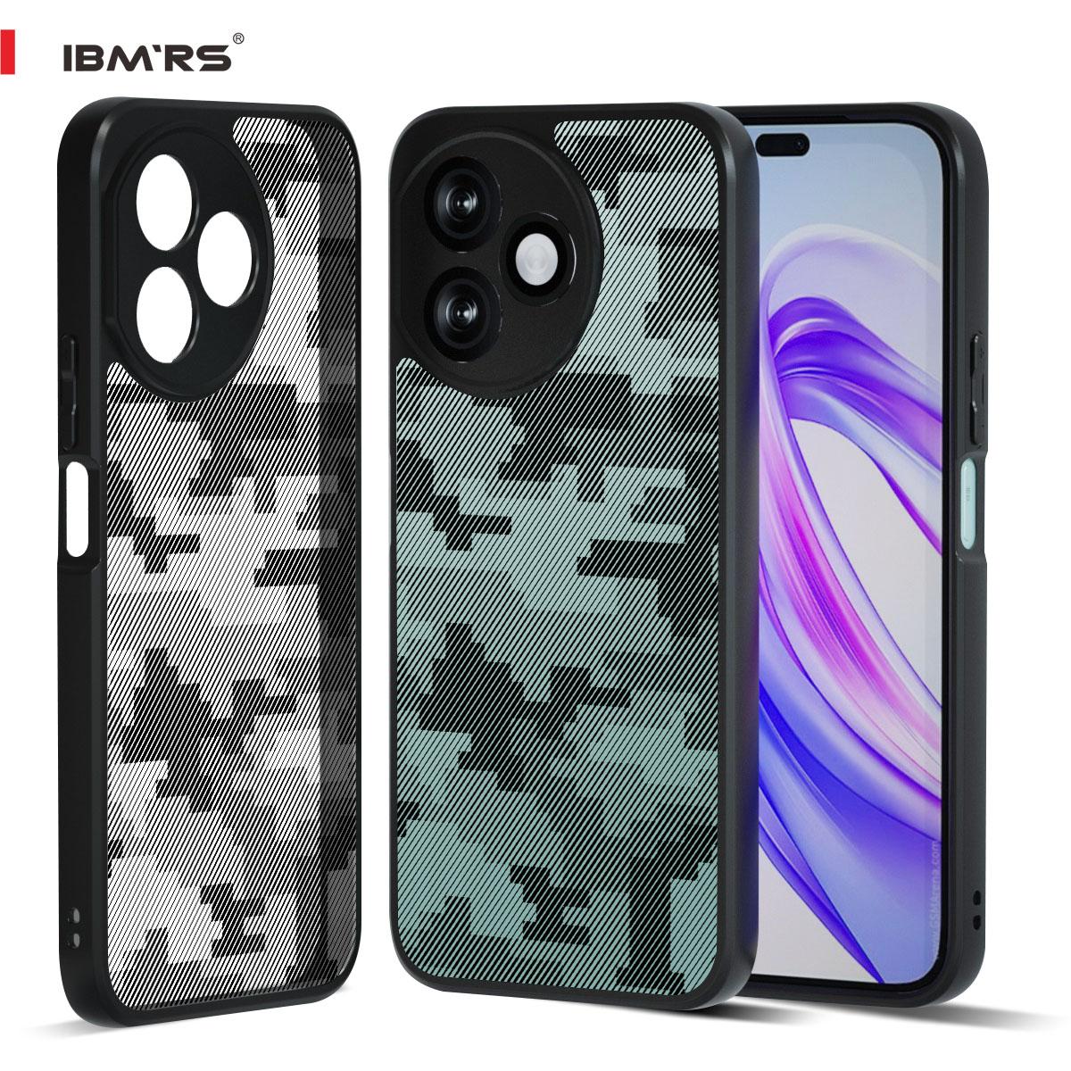 

(Comes with wrist strap)IBMRS for Honor X50i+ Phone Case, Non-Yellowing Shockproof Phone Cover, Anti-Scratch Clear Back (Clear Black Camo)