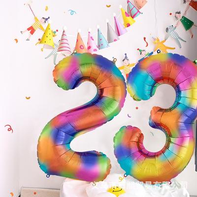 40 Inch Colorful Gradual Change Color Colorful Digital Aluminum Film Balloon Children'S Birthday Digital Party Decoration Scene Arrangement