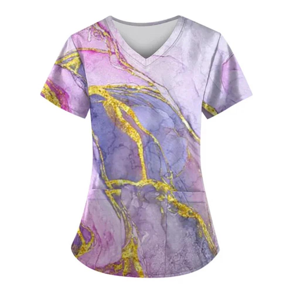 Uniforme Clinica Donna Moda Stampa Farfalle Estiva Scollo a V Dentale Donna Scrub Microstretch Manica Corta Uniforme Infermiera Donna