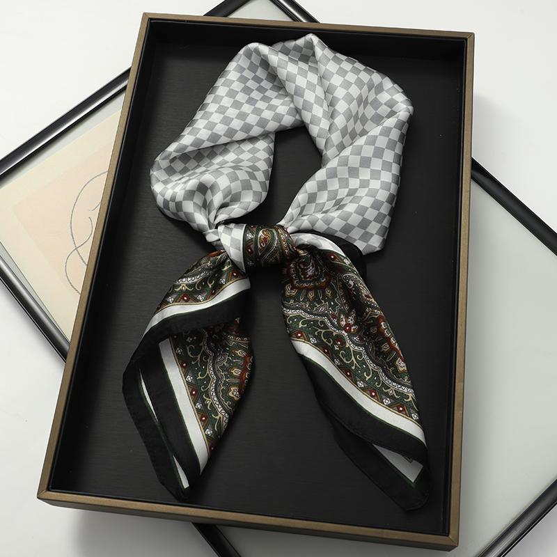 Women Silk Scarf Fashion Hair Scarf Silk Satin Neckerchief Scarf Women Luxury Hair Ties Hair Ornament Female Bandana Bag Scarves