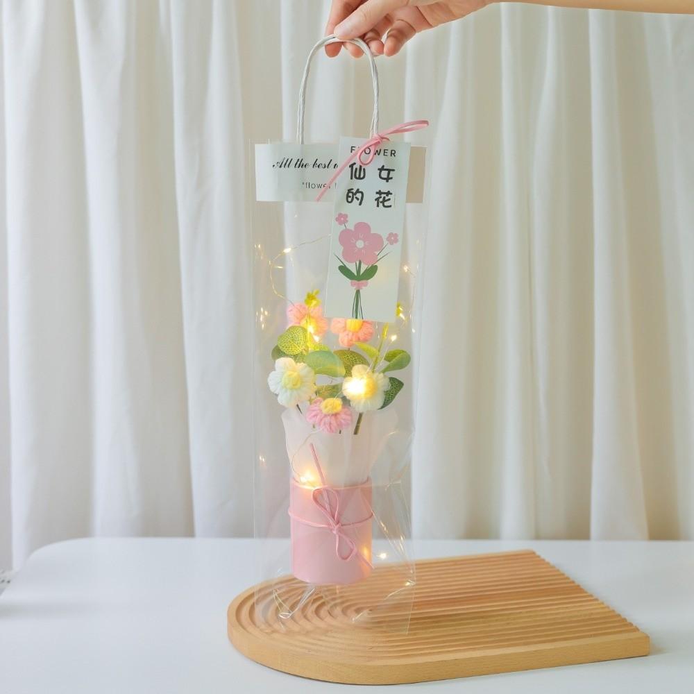 With Light String Crochet Flower Bouquet Artificial Flowers Decor  Teacher's Day Gifts