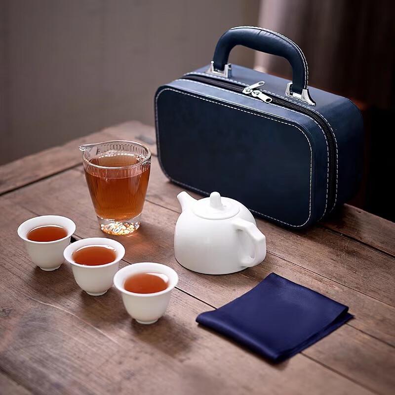 Fu Bai Lai Sheep Fat Jade White Porcelain Travel Tea Set