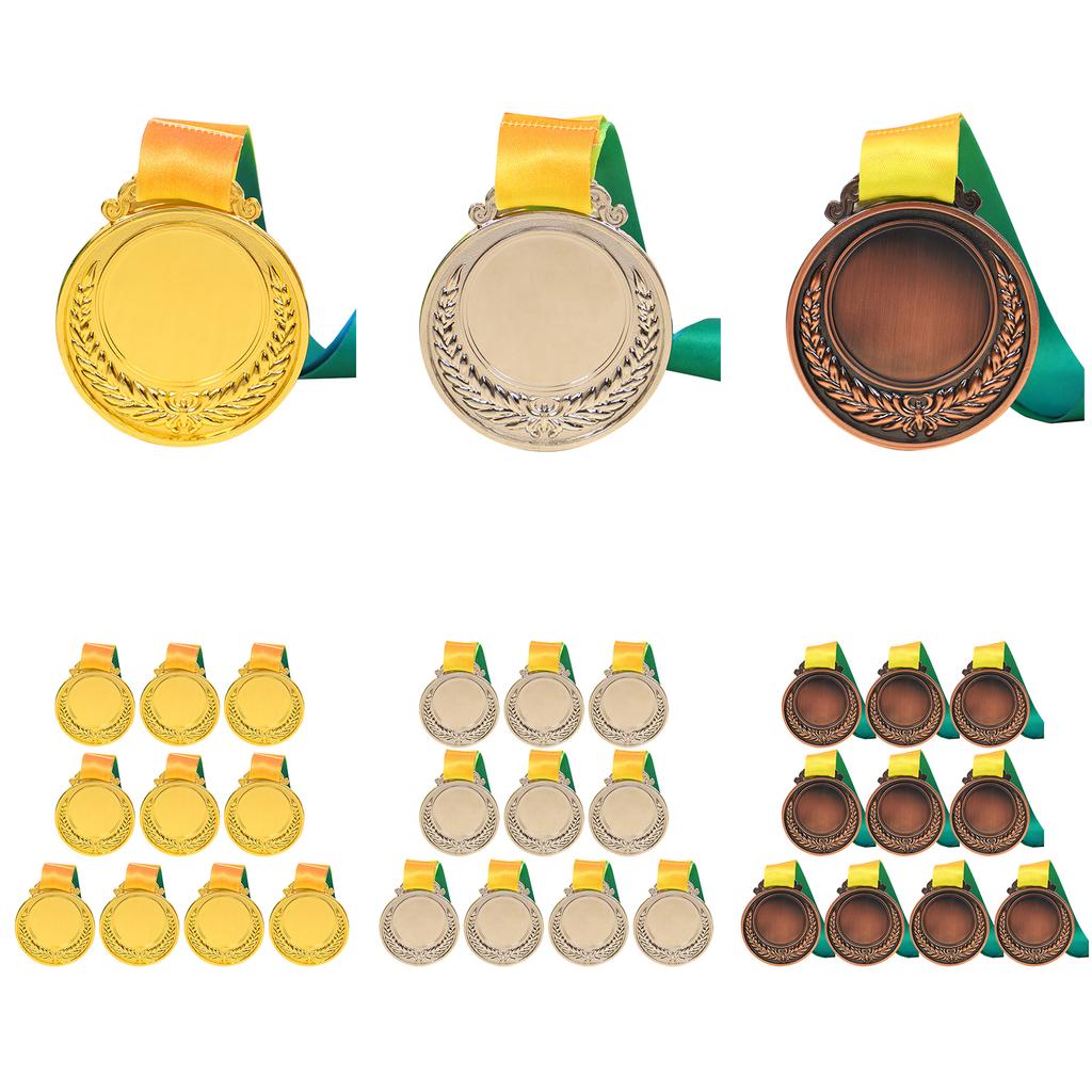 2.54 Inches Wheat Ear Metal Medals with Neck Ribbon Competition Award Medal Round Winner Prize Present for Competitions Party