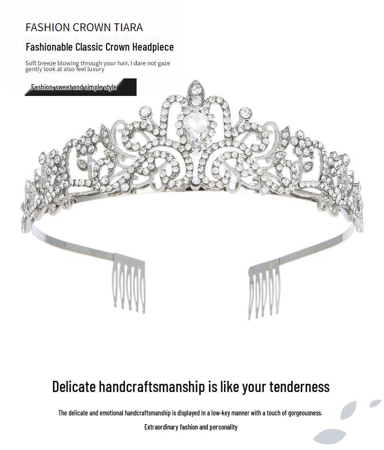 European & American Fashion Crystal Crown Bridal Headdress for Birthdays & Bachelorette Parties