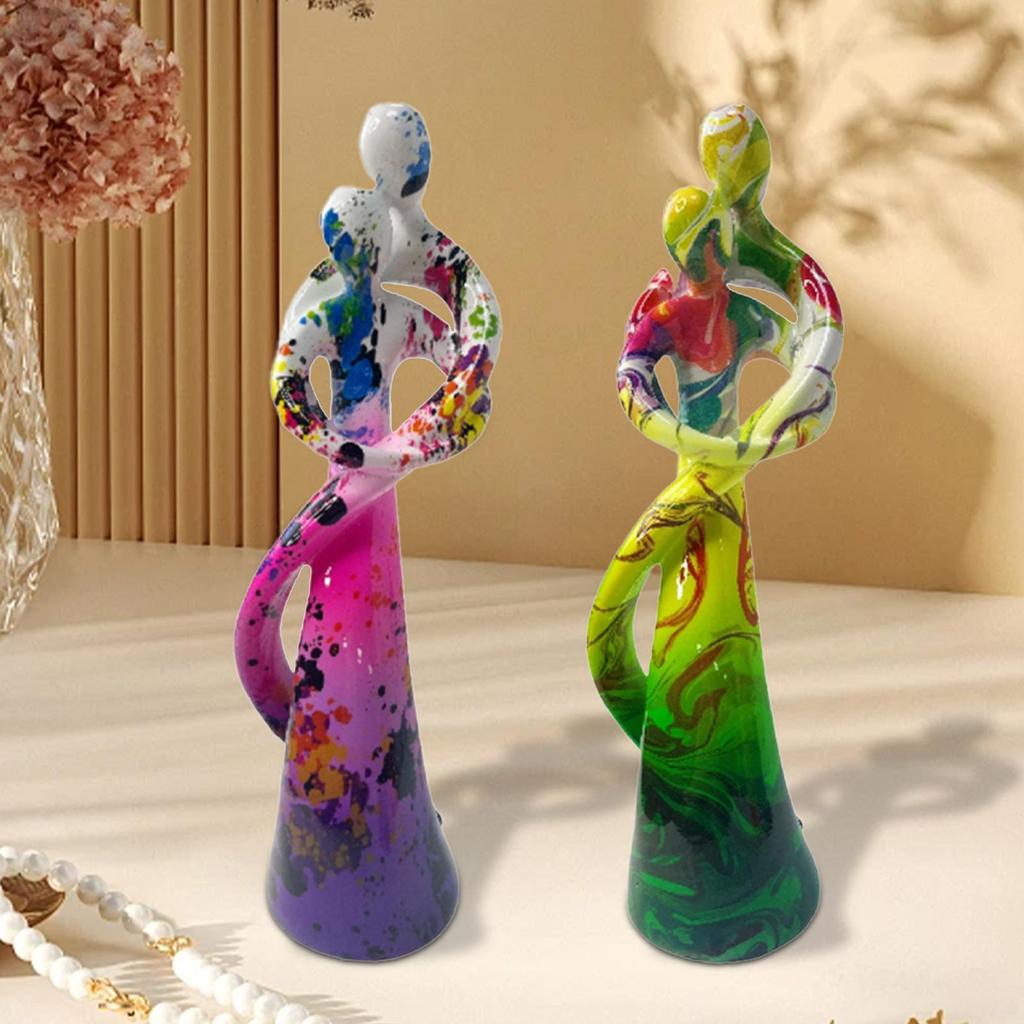 Hugging Couple Figurine Valentine's Day Gift Artwork Abstract Lover Statue for Shelf Living Room Cabinet Bedroom Romantic Gift