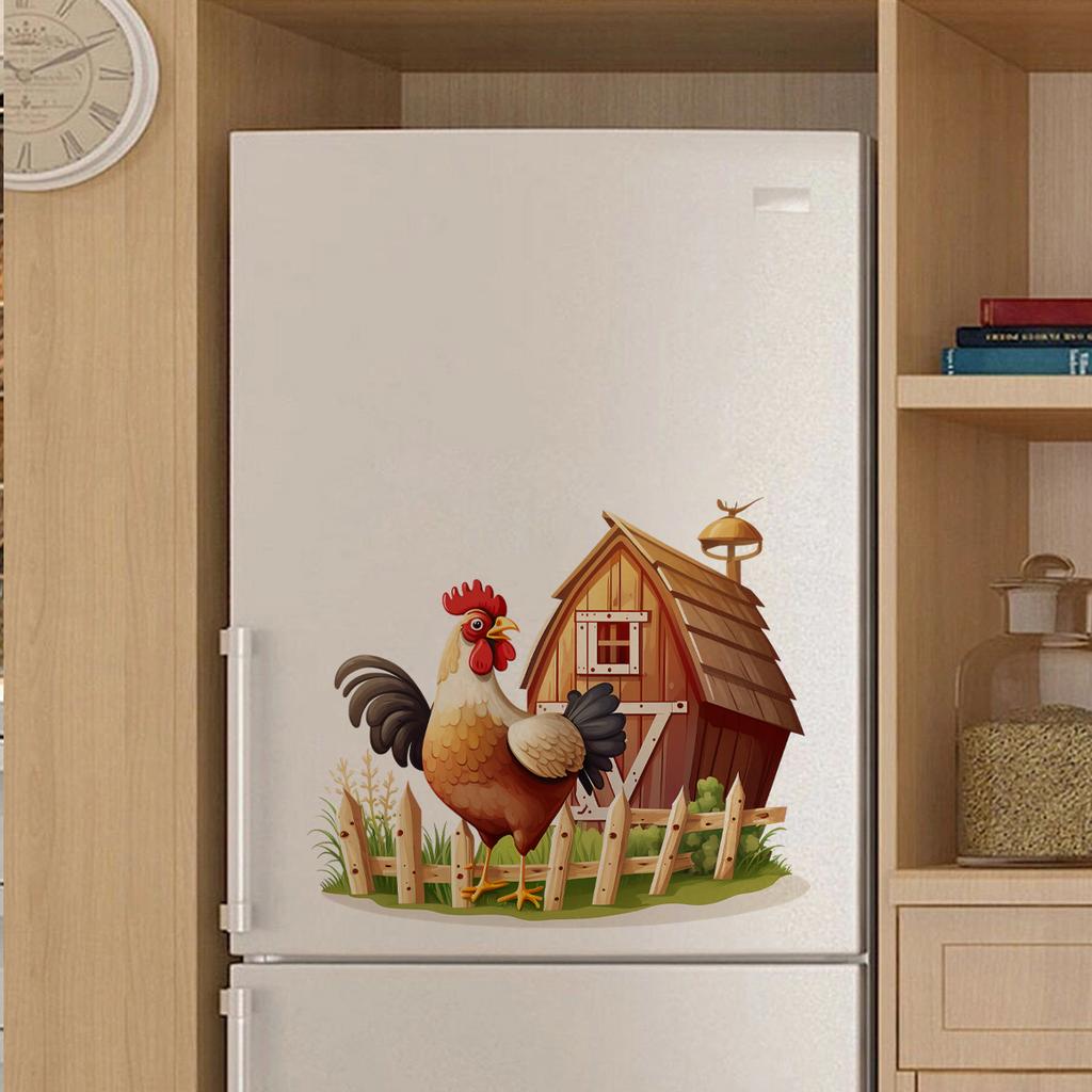 Cartoon Farm Animals Wall Sticker PVC Self-Adhesive Removable for Kitchen Bedroom Living Room Background Wall Home Decor Art