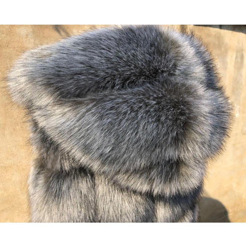 Haining fur autumn and winter hooded imitation fur vest women's medium and long fashion furry vest