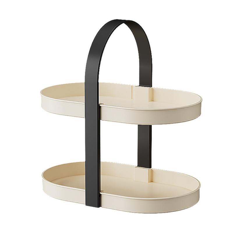 

Multiple Layer Sturdy ABS Makeup Storage Rack Portable Accessory for Bedroom Vanity or Bathroom Countertop Storage вершковий/чорний