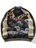 Huaxia Junpin Men's Heavy Embroidery Godzilla Baseball Jacket