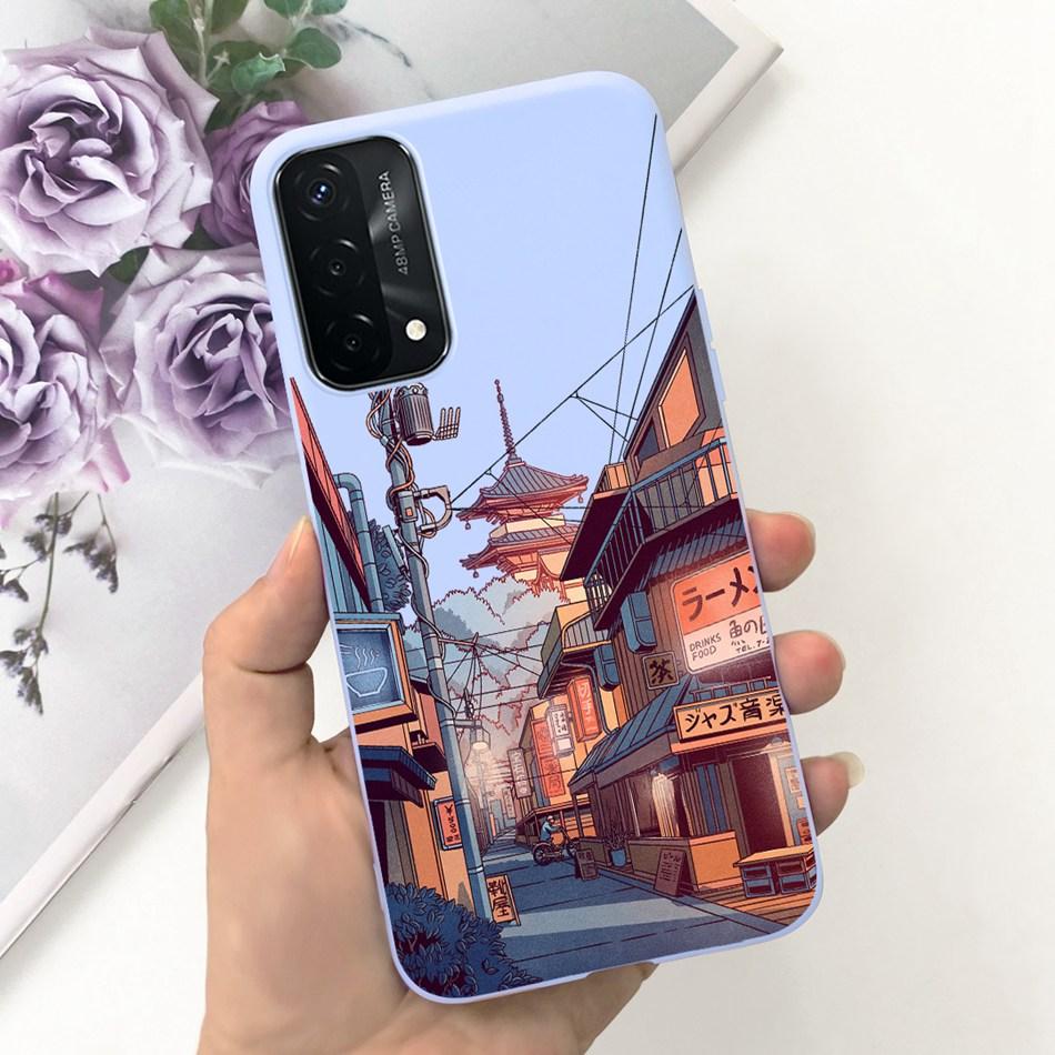Für OPPO A93 5G Hülle Oppo A74 5G CPH2197 CPH2263 Modisches Mond Design Weiches Silikon Schutzhülle Handyhüllen