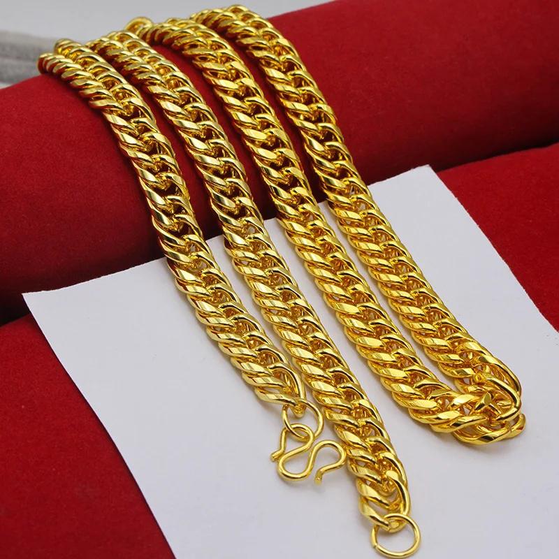 Sand Gold Collar Necklace, Thin Chain For Women, 24K Gold-Plated Copper Single/Double Wave Chain