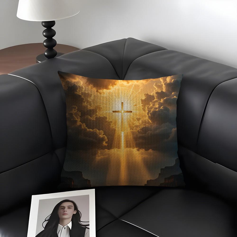 

Cross Hot Cushion Cover Natural Linen Organic Fabric DoubleSided Printing Sofa Home Decor Gift Pillow Case 30x30cm