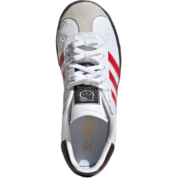 Pantofi noi Hello Kitty x Adidas Originals GAZELLE cu amortizare antiderapantă, cu vârf jos, pentru skateboarding pentru copii, alb roșu, copii IH9959