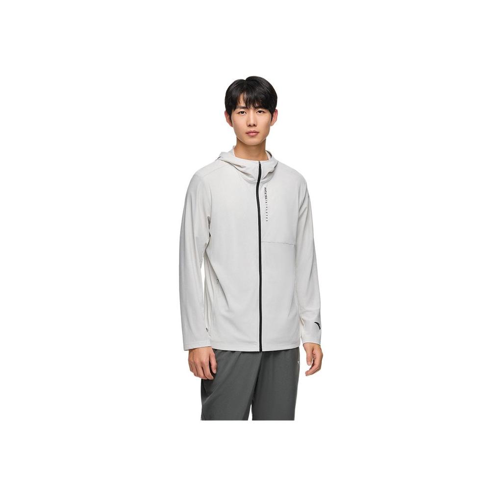 Anta Plain Zip-Up Hooded Sports Windbreaker Men Outerwear Clear-Wind-Grey 152427713-1