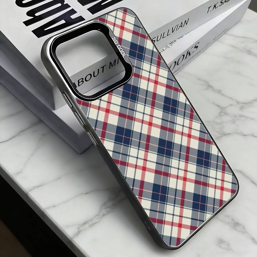 Fashionable Classic Plaid Pattern  Phone Case For iPhone 17,16,15,14,13,12,11 Plus,Pro Max,XS,Colorful Silver Black Cover iPhone16promax