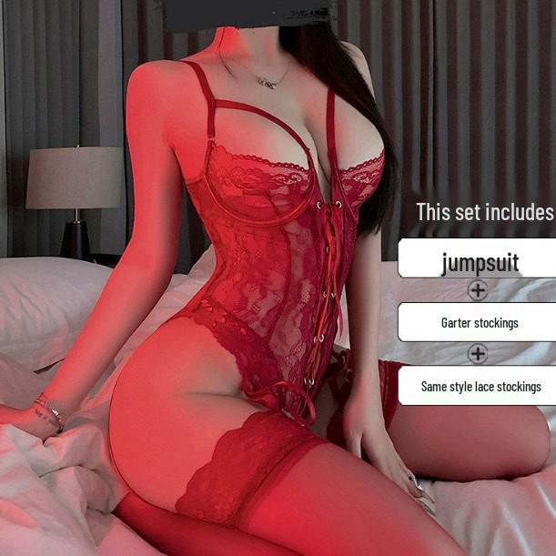 Purple Lace Slimming Lingerie Set - Sexy Cotton Vest & Crotchless Bodysuit for Temptation