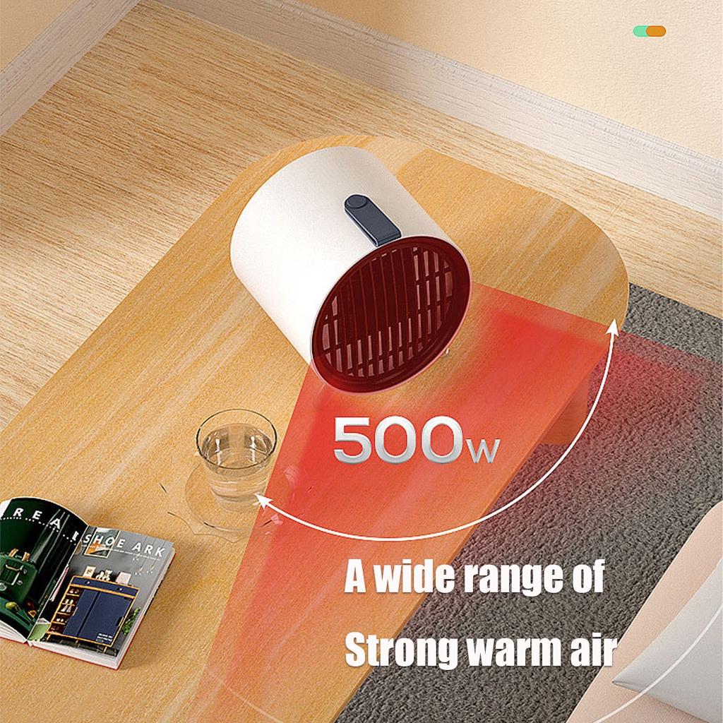 220V / 110V 500w Heater PTC Ceramic Heating Hot Air Blower Home Office Heater Machine Mini Portable Electric Heater Desktop Fan