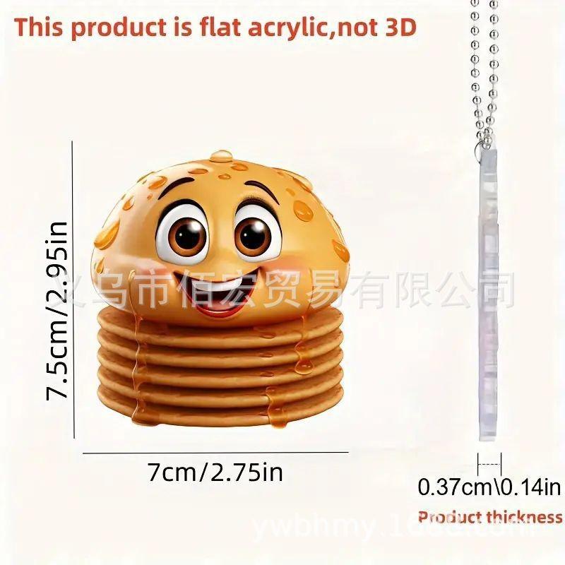 

Cartoon Acrylic Vibrant Pancake Car Keychain For Fun And Quirky Decor Auto 3
