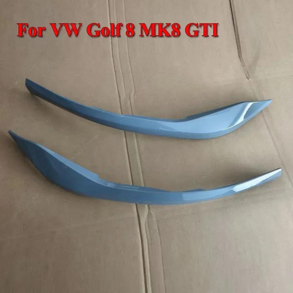 2Pcs For VW Golf 8 MK8 GTI R-Line 2020-2024 Car Front Bumper Side Splitter Spoiler Trim Fog Light Canard Black Body Kits Tuning