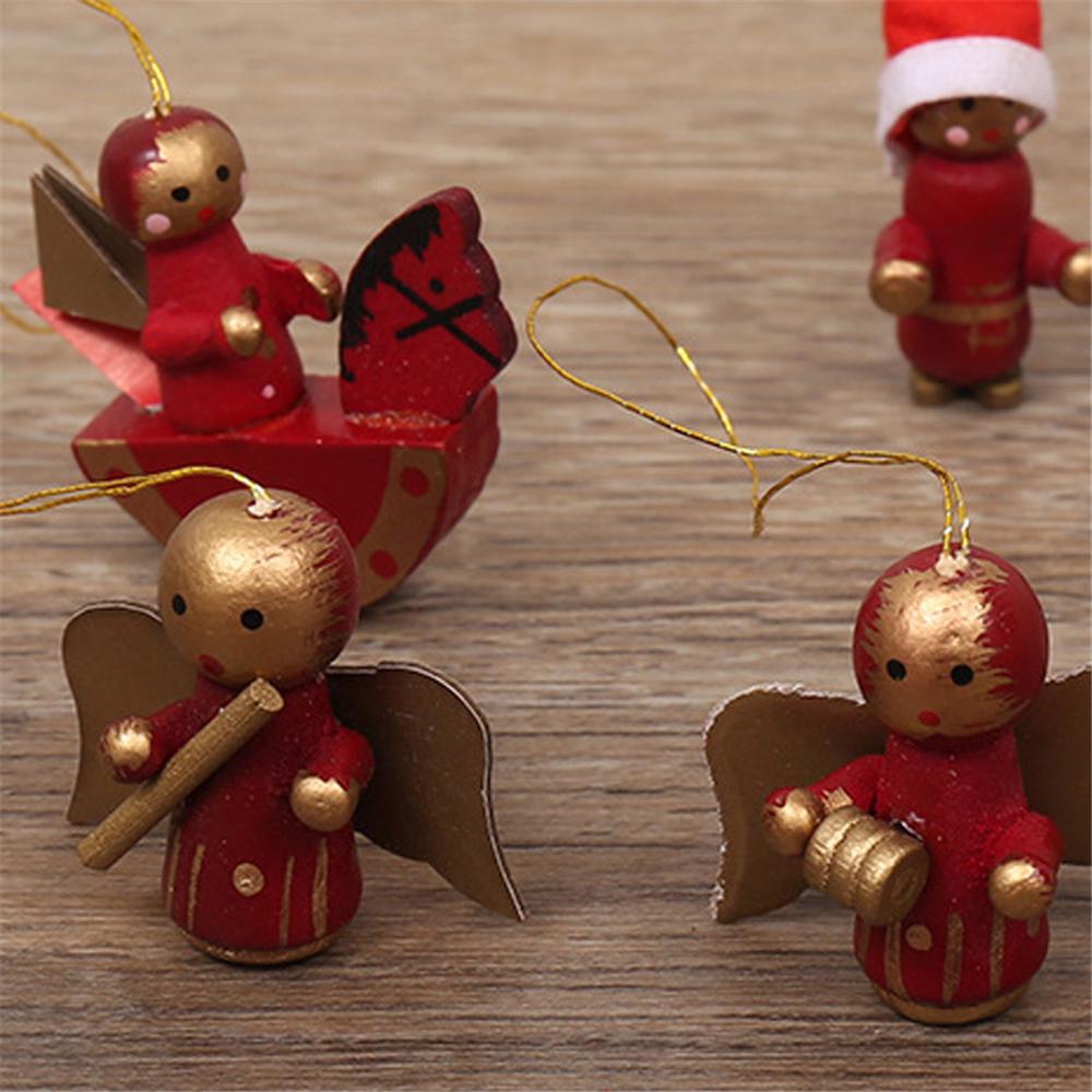 Christmas Ornaments Hanging Decorations Wooden For Xmas Decor Horse Drum Toys