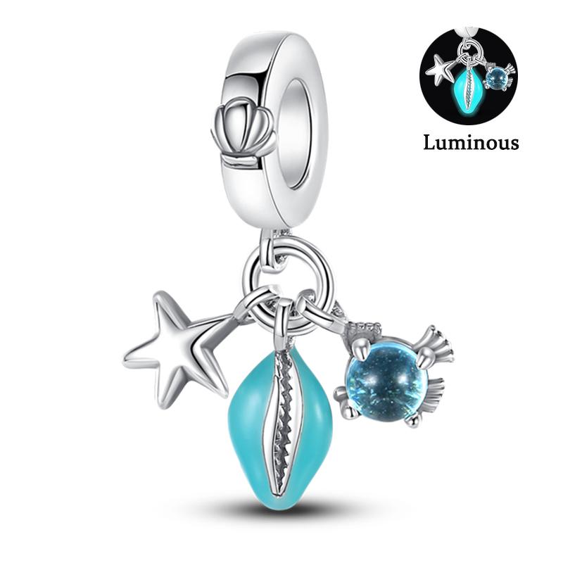 Charm Bead Components Compatible With Pan Copper Metal Firefly Ocean Star Butterfly Glowing Changing Color Trendy Authentic Original Bracelets Do It