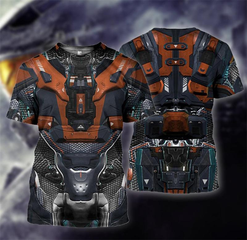 Summer Fashion Comfortable Loose Round Neck Short Sleeve Large Size T-shirt Creative Armor Role Playing 3d Printed Men's Casual Sports T-shirt