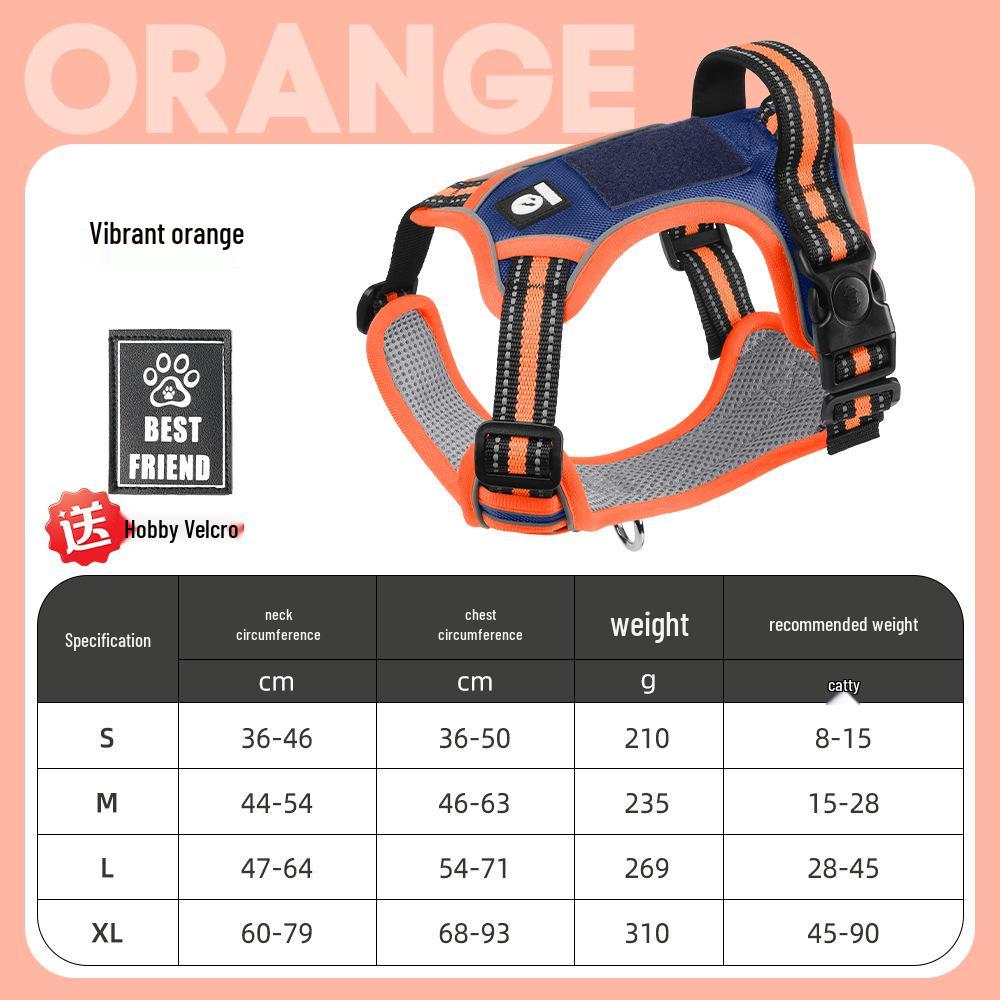 Large Dog Vest-Style Harness with Velcro & Shock-Resistant Leash