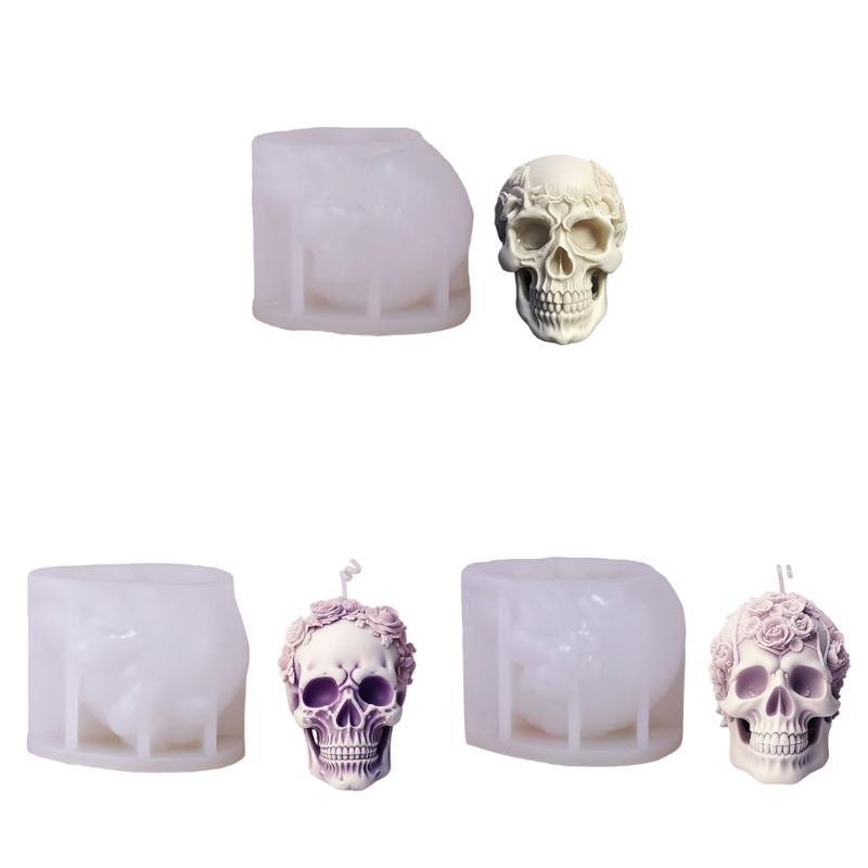 Skull Statue Candle Molds for DIY Candle Gypsum Ornaments Halloween Decorations