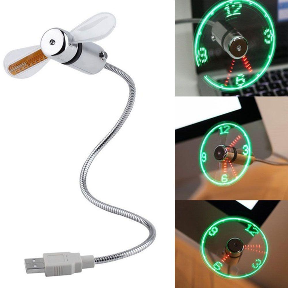 

Гибкая компьютерная периферия USB Time LED Fan Clock USB Clock Fan Time Display with LED Light серебряный