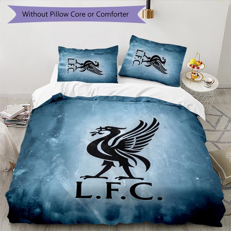 3 pièces L-Liverpool (6) Ensemble de housses de couette - Literie imprimée HD avec 1 housse et 2 taies d'oreiller - Parfait pour la décoration de la maison et des dortoirs