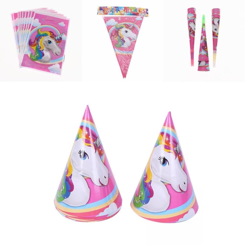 Whimsical Unicorn Kids Birthday Party Supplies Set Including Cheerful Plates Cups And Napkins
