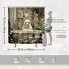 Whimsical Ghost Bath Curtain - Polyester, Features Newspaper, Flowers & Butterflies, Halloween Decor, Washable Fantasy Theme
