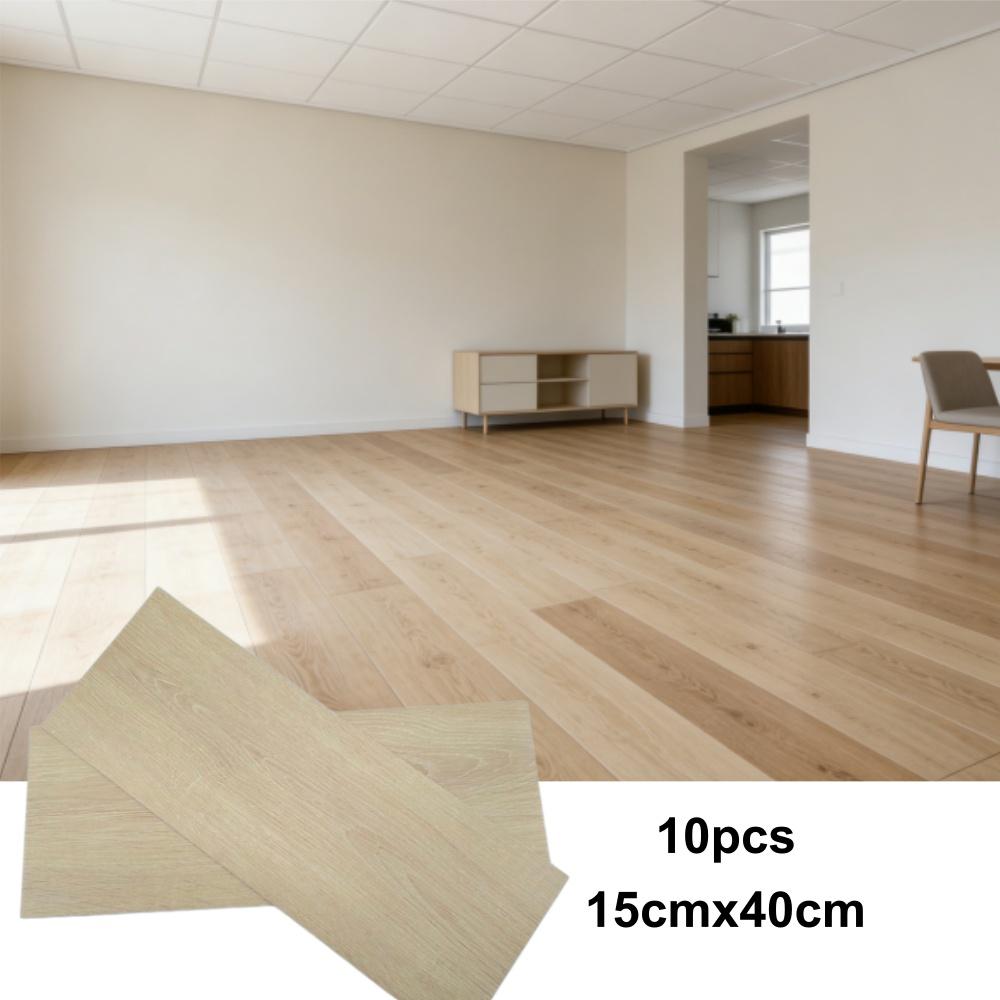 10 pcs 15x40cm wood grain PVC floor tiles, self-adhesive wear-resistant flooring, suitable for bedroom and home decoration
