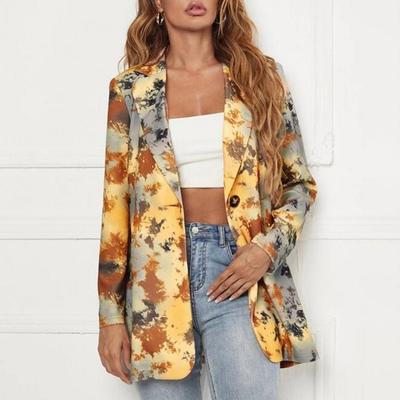 Vintage Letter Irregular Printing Blazer Women Jacket High Street Fashion Plus Size Elegant Lady Coat American Stylish