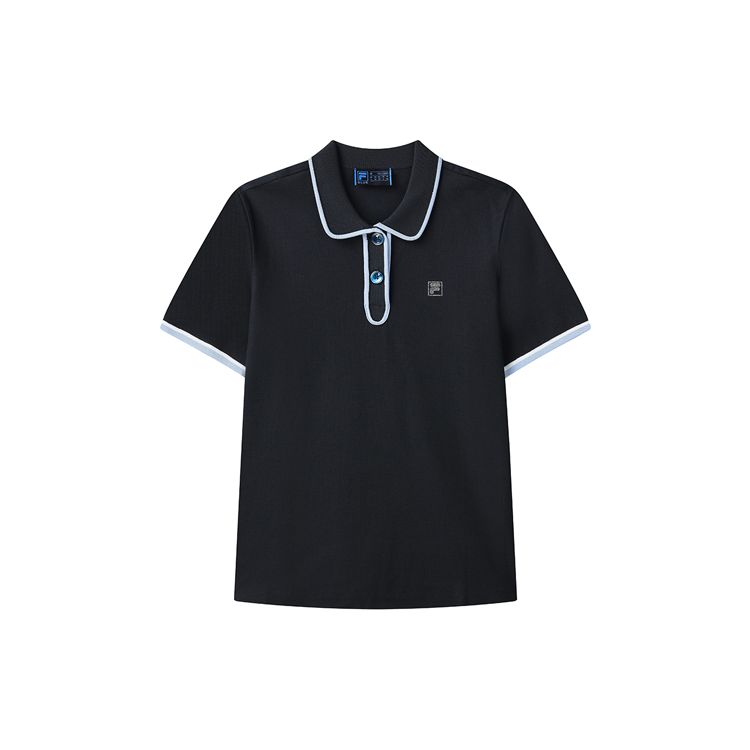 FILA Logo Pattern Short Sleeve Polo Shirt Women tops Legendary-Blue F11W122124F-NV XL