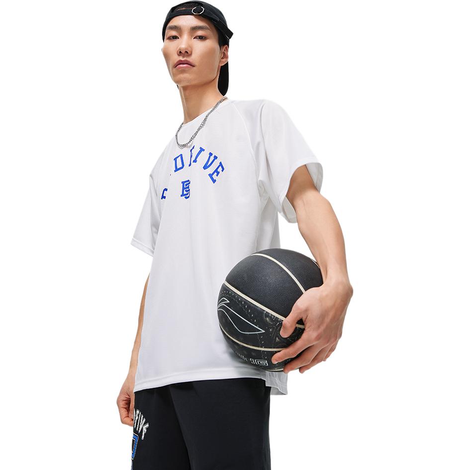 Li-Ning Lining Badfive Mister Letter Print Pullover T-Shirt Men Tops Sky-Blue ATST087-3