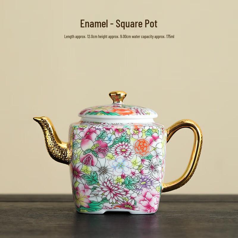 

Handmade Enamel Ceramic Square Teapot