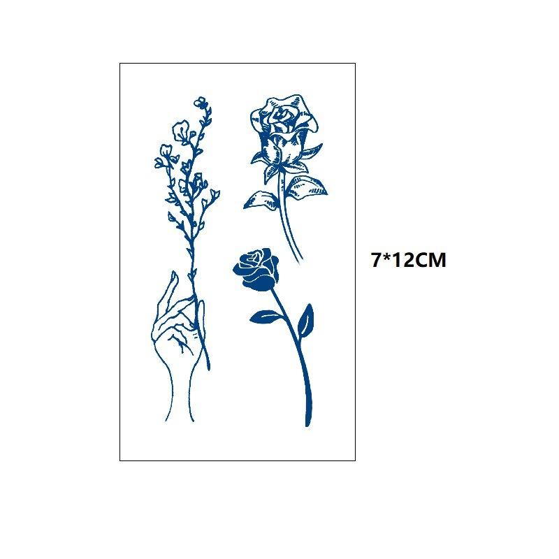 

Травяные английские буквы, маленькая шкатулка, свежая, неотражающая, не смывается водой, набор для переноса, наклейка для татуировки 7*12CM