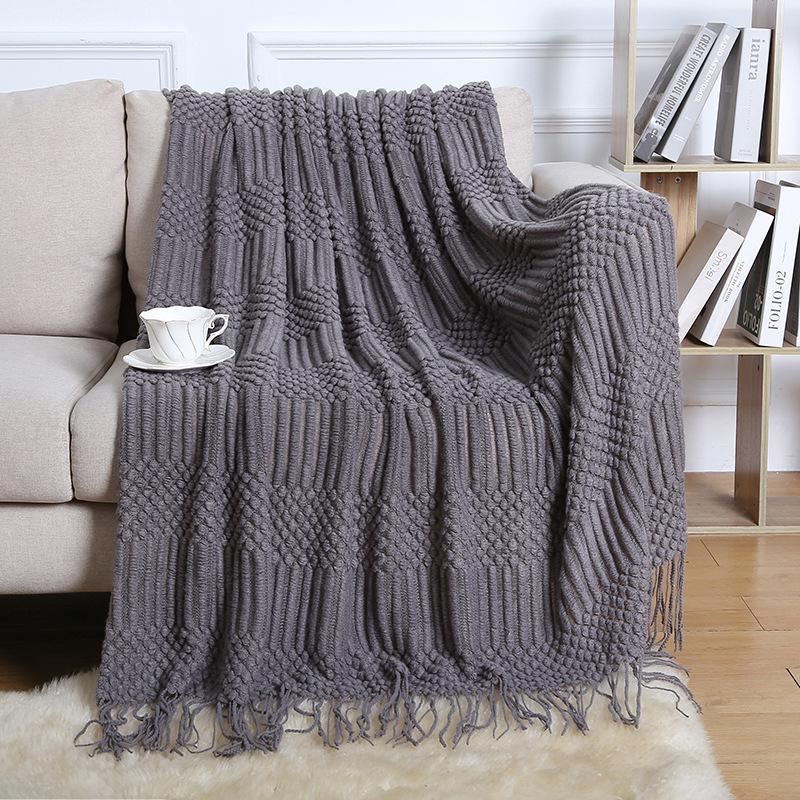 Nordic Tassel Sofa Throw Blanket - Air Conditioning Nap & Hotel Bed Runner, Summer Bed Flag, Bed End Blanket