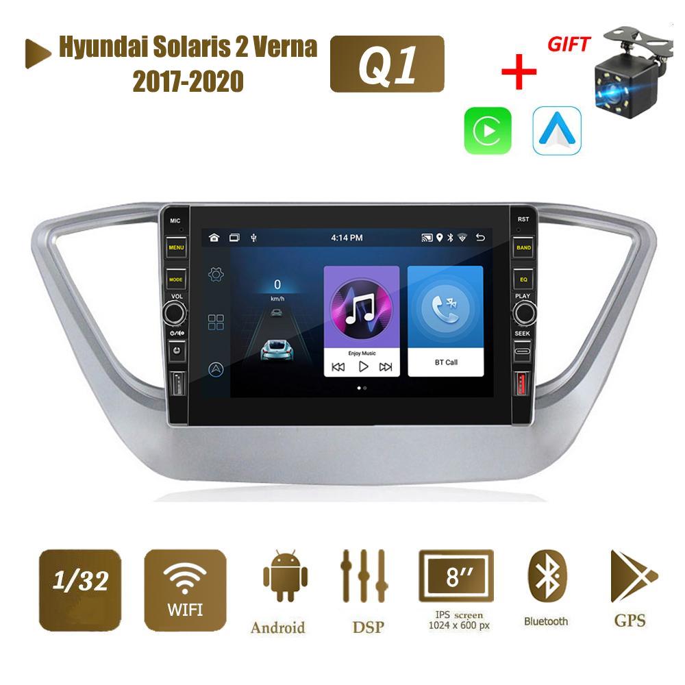 

8-дюймовый Wi-Fi 2Din Android автомобильный радиоприемник мультимедийный видеоплеер для Hyundai Solaris 2 Verna 2017-2020 с кнопкой Carplay GPS 2 + 32 ГБ 1+32GB