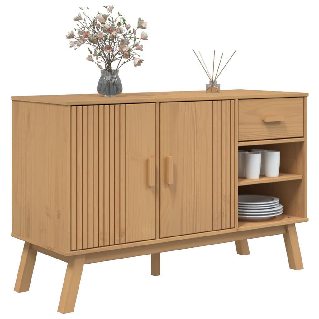 Vidaxl Olden Chest of Drawers, Brown, 114X43X73.5 Cm, Solid Pine Wood
