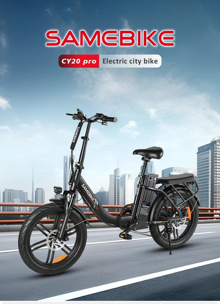 2026 Samebike New CY20Pro 36V500W Brushless Motor 13Ah Detachable Battery Electric Bicycle Dual Disc Brake 3.0 Tire Electric Bicycle