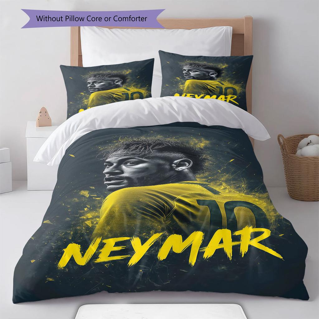 Neymar Pattern Bedding,Quilt Set Quilt Cover Pillowcase Home Birthday Gift(1 * duvet cover + 2 * pillowcase, without core)