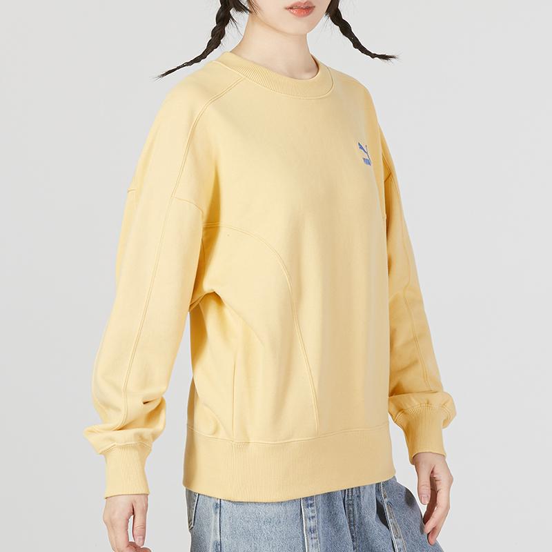 Puma Classics Joy Graphic Crew Sweatshirt Women Sweatshirt Yellow 539955-42