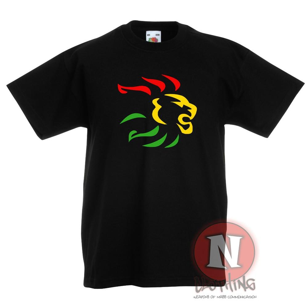 Camiseta De Niños Rasta Lion Head Reggae Dubstep Skanking 3-13 Años